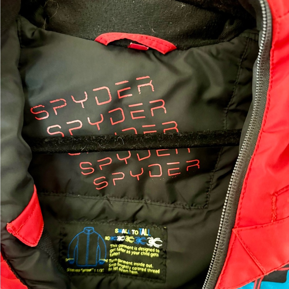 Spyder Kids Ski Jacket Red Black Hooded Thinsulate Snow Coat Size 4/5 - Picture 4 of 9